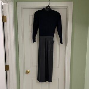 Shoshana Rib Top and Faux Leather Midi Dress